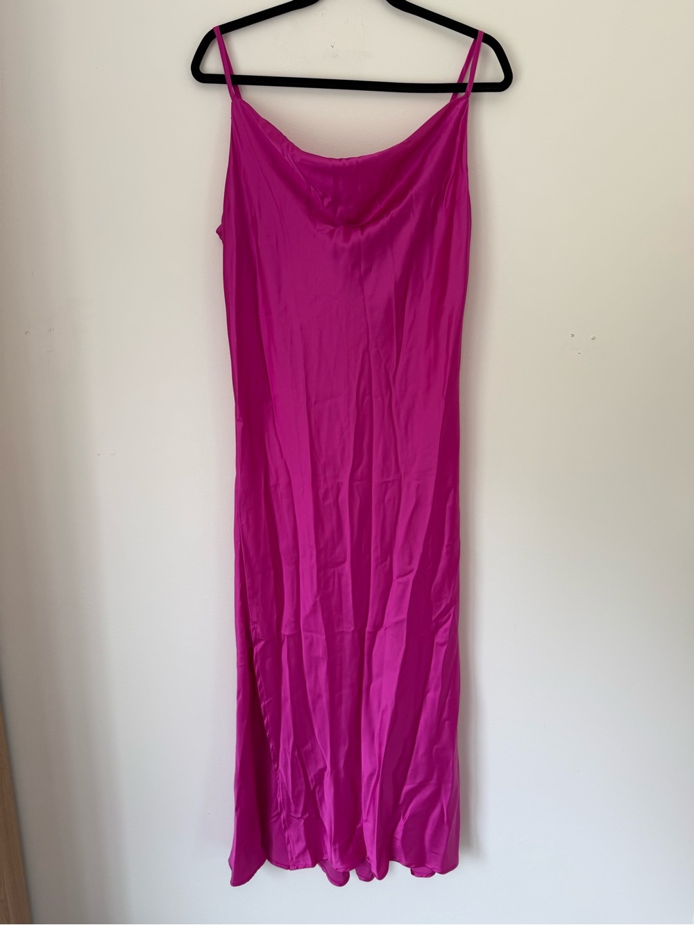 She + Sky Hot Pink Satin Slip Top